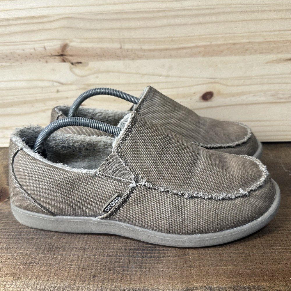 Crocs Santa Cruz Faux Fur Lined Espresso Loafers Men’s Size 10
