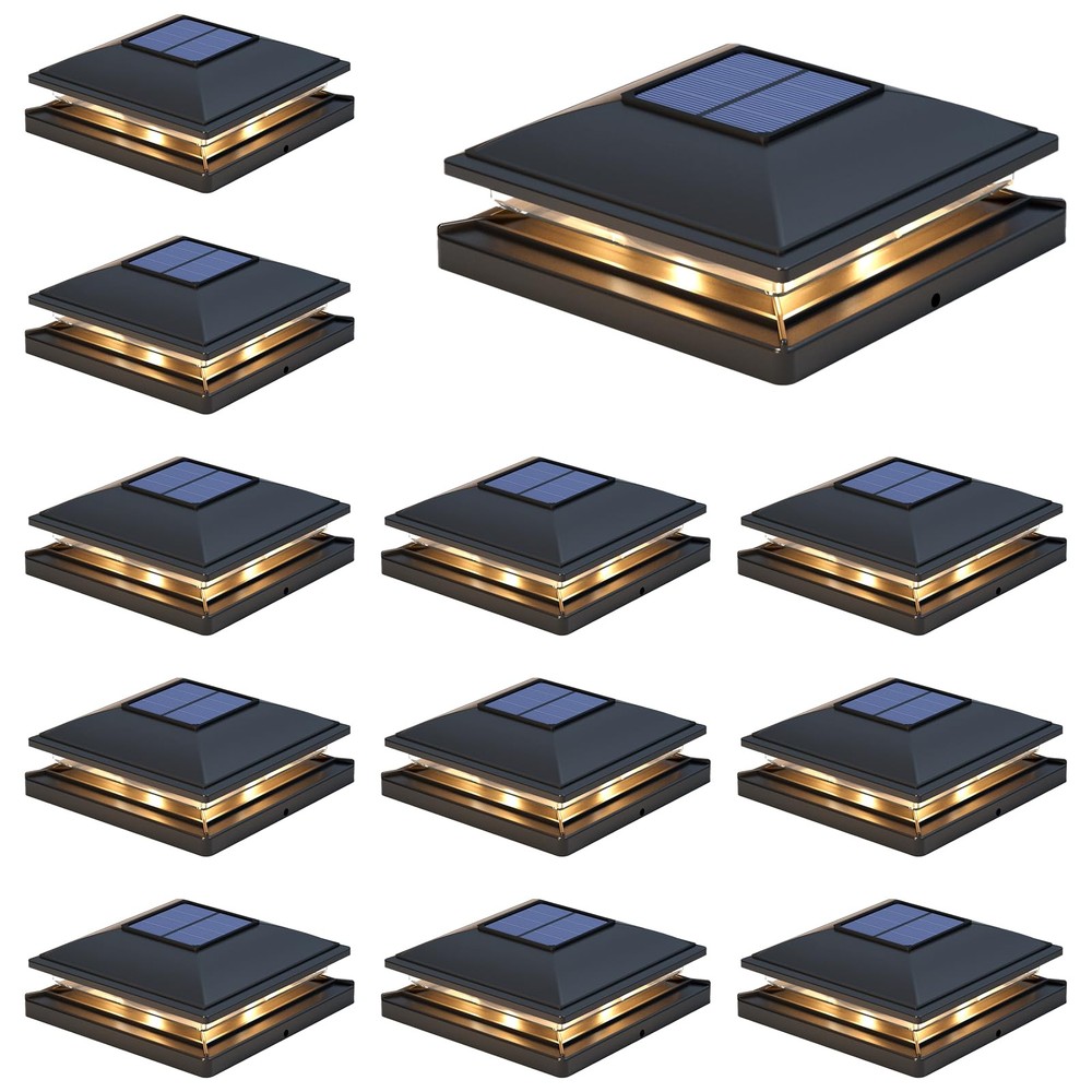 Solar Post Cap Lights 12 Pack 2-Mode Waterproof Outdoor Garden Patio Lighting