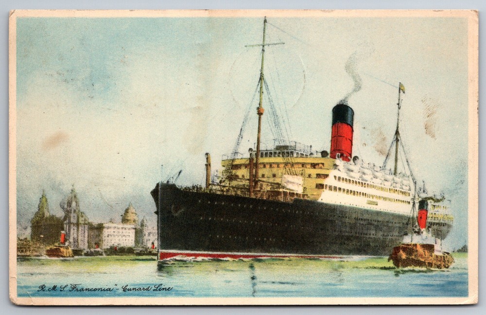 Vintage 1934 RMS Franconia Cunard Line Cruise Ship Postcard Quebec Z12