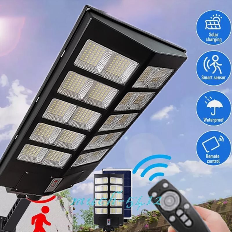 1000W Solar Street Flood Lights for Outdoor Areas, Dusk to Dawn Road Lighting