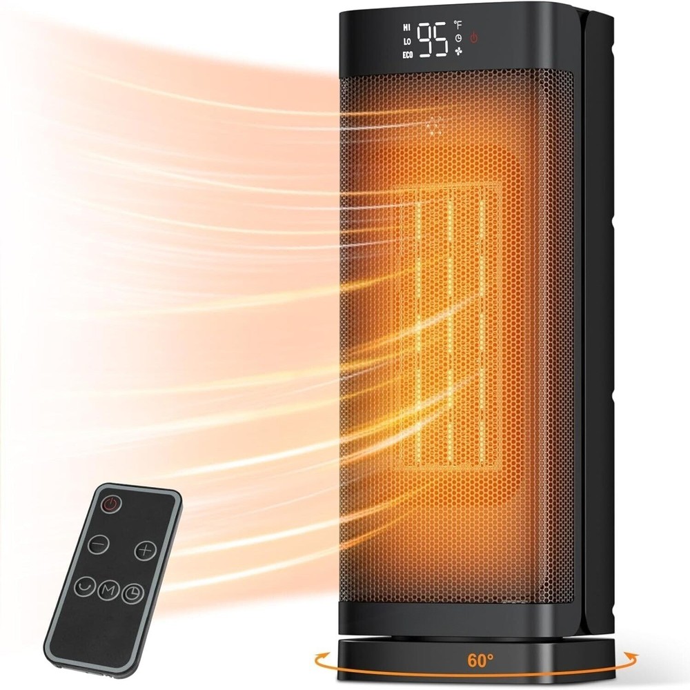 1500W - Portable Electric Heater with Thermostat Ceramic Heater ECO Space Heater