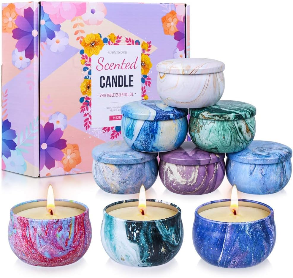 Scented Candles Gifts Set for Women, 9 Pack Aromatherapy Candles Pack Soy Wax wi