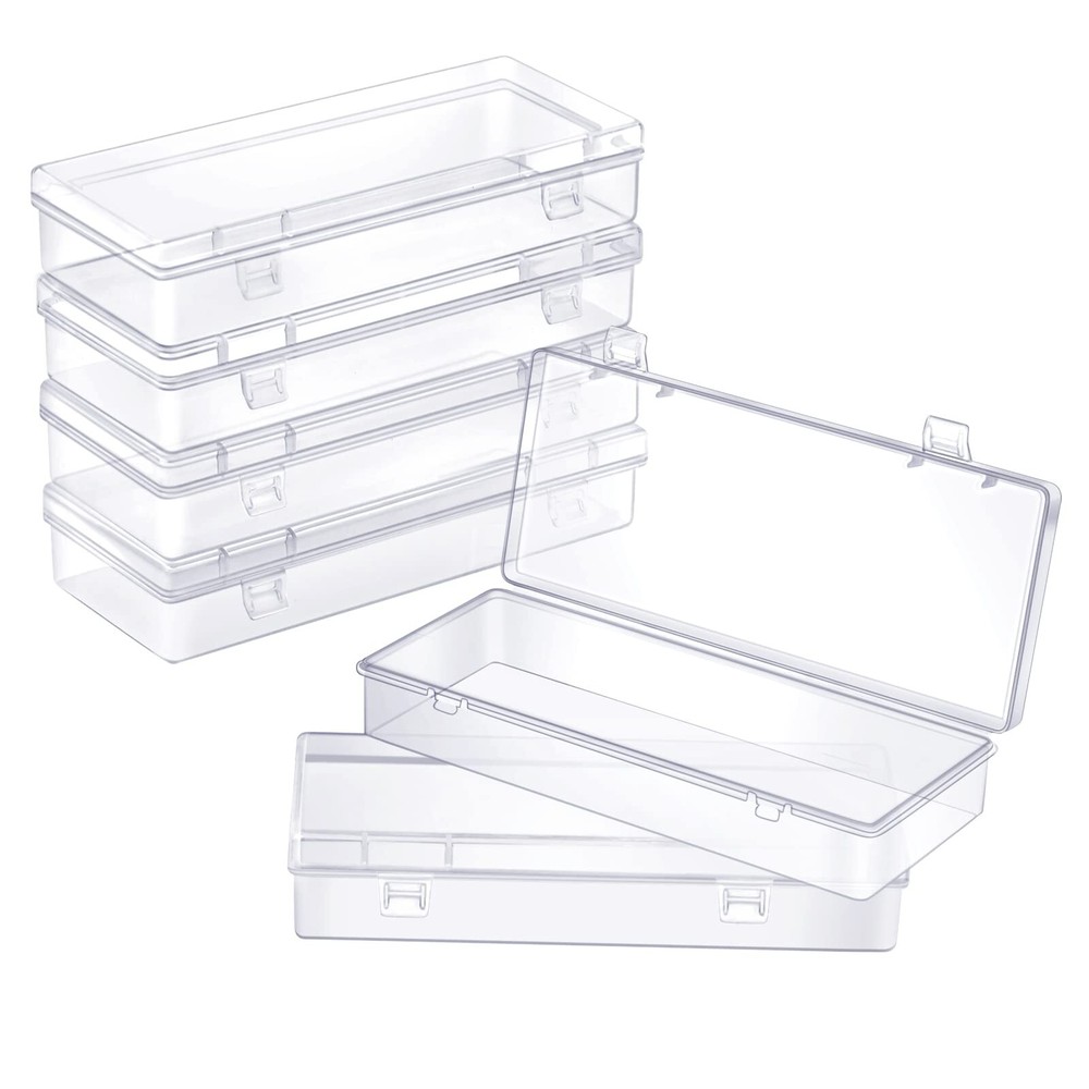 6-Pack Small Plastic Storage Containers with Hinged Lids – Zorrita Rectangle Organizers