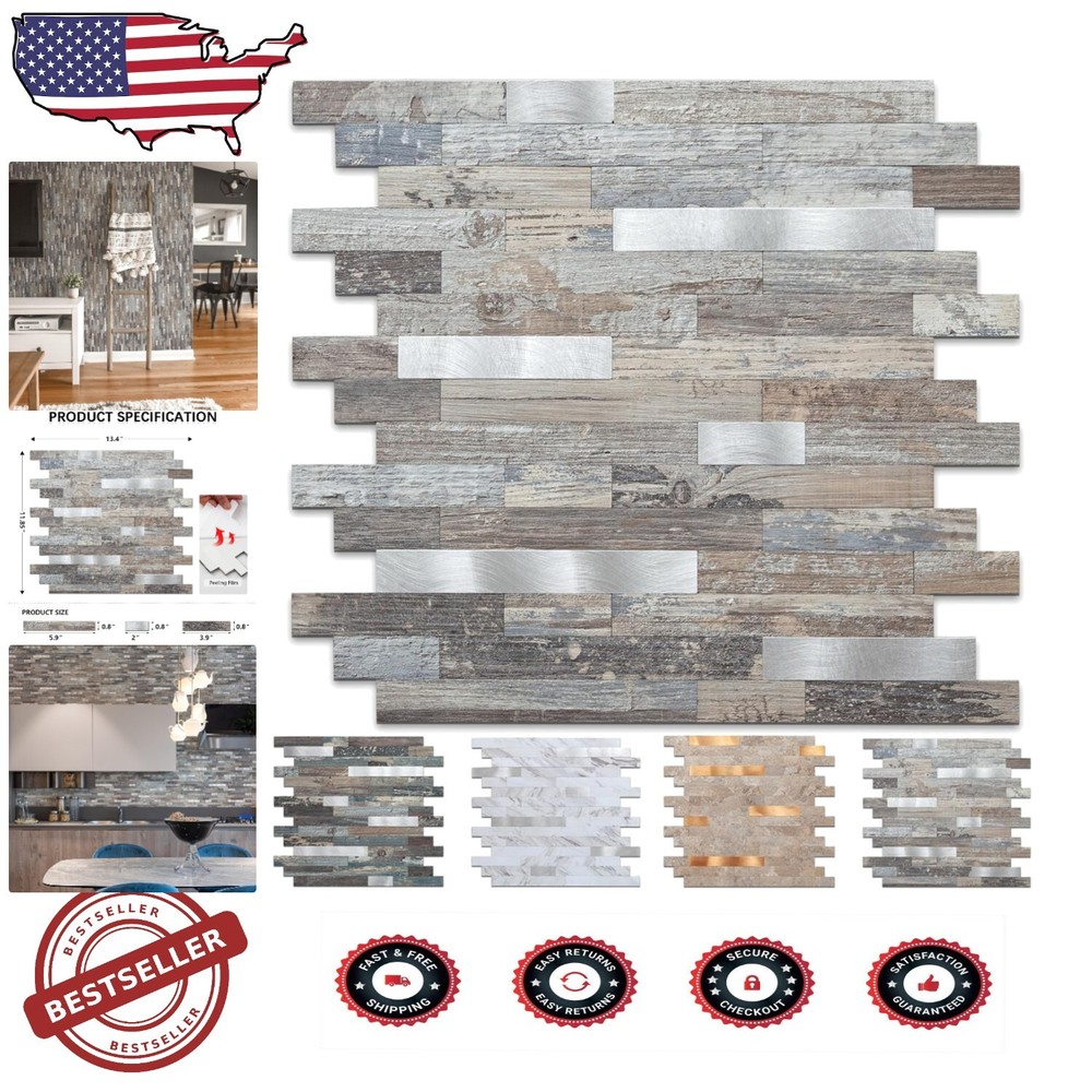 Modern Distressed Silvery Moon Peel and Stick Tiles for Kitchens & Bathrooms
