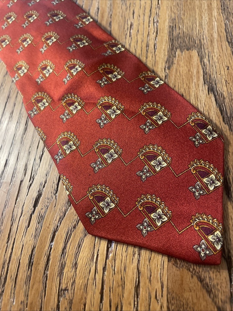 Vintage EUC  Valentino Cravatte Silk Geometric Floral Tie Necktie Made In Italy