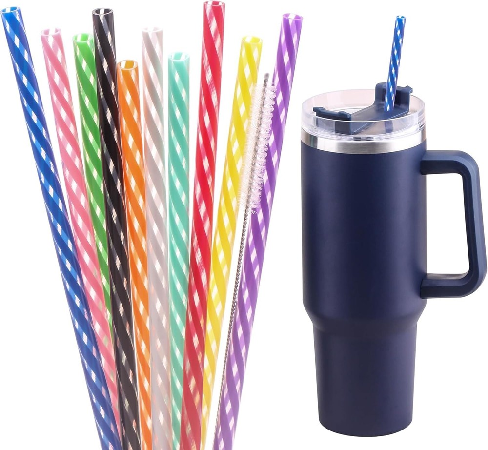 10 Pack Color Replacement Straws for Stanley 40 oz Tumbler, 12 inch Reusable Str