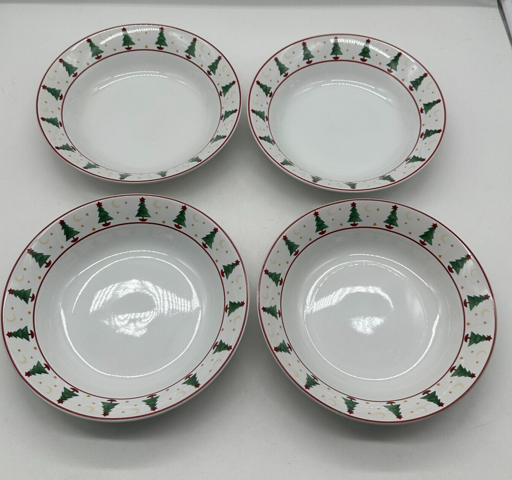 New NOS  SET 4 Sakura 7 5/8” Magic Of Santa Debbie Mumm Cereal Soup Bowls