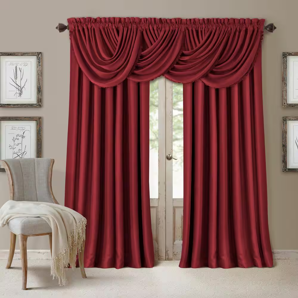 Rouge Faux Silk Rod Pocket Blackout Curtain - 52 In. W X 108 In. L
