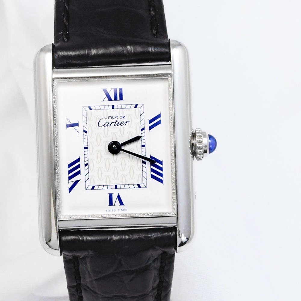 CARTIER Mast Tank MM White Roman Dial Silver SV925 Women Watches Watch