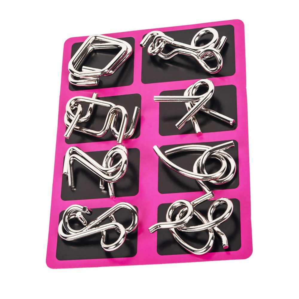 8PCS/Set Metal Puzzle Wire IQ Mind Brain Teaser Toy Educational Kids Toys D