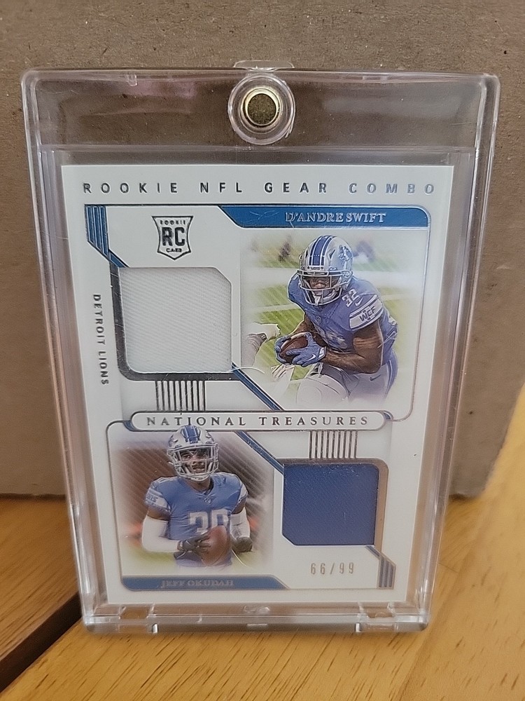 2020 National Treasures Rc Nfl Gear Combo D'Andre Swift Jeff Okudah /99 (MEM RC)