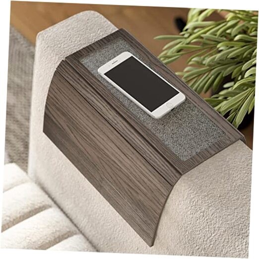 Foldable Wooden Sofa Arm Tray Table for Coffee Cup Bedside Couch Armrest Coaster