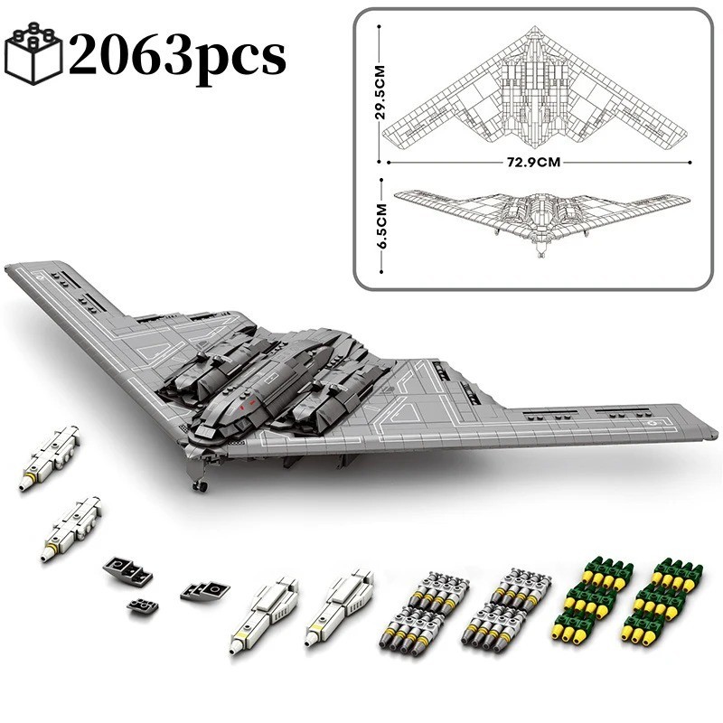 B2 Stealth Bomber Building Blocks Military WW2 Plane Model Bricks Toy Gift