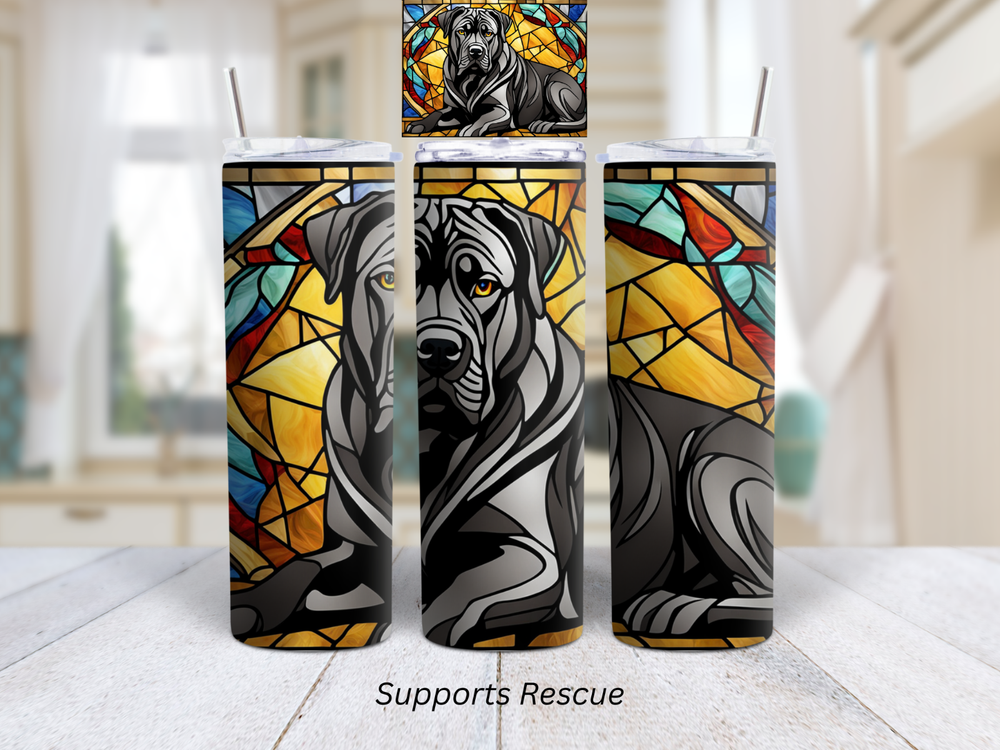Stained Glass Cane Corso Dog Vibrant 20oz Stainless Steel Insulated Tumbler