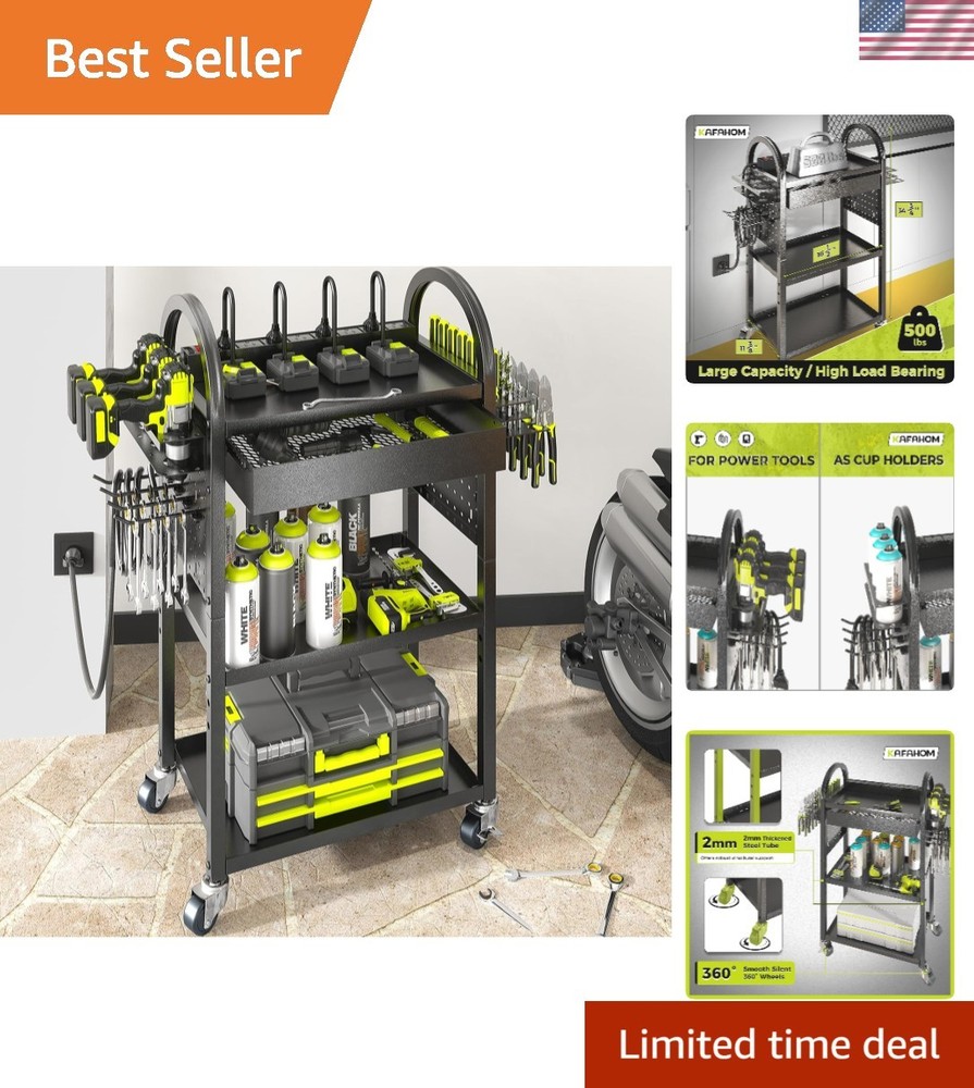 Heavy Duty 500 lbs Power Tool Cart with Wheels and Charging Station