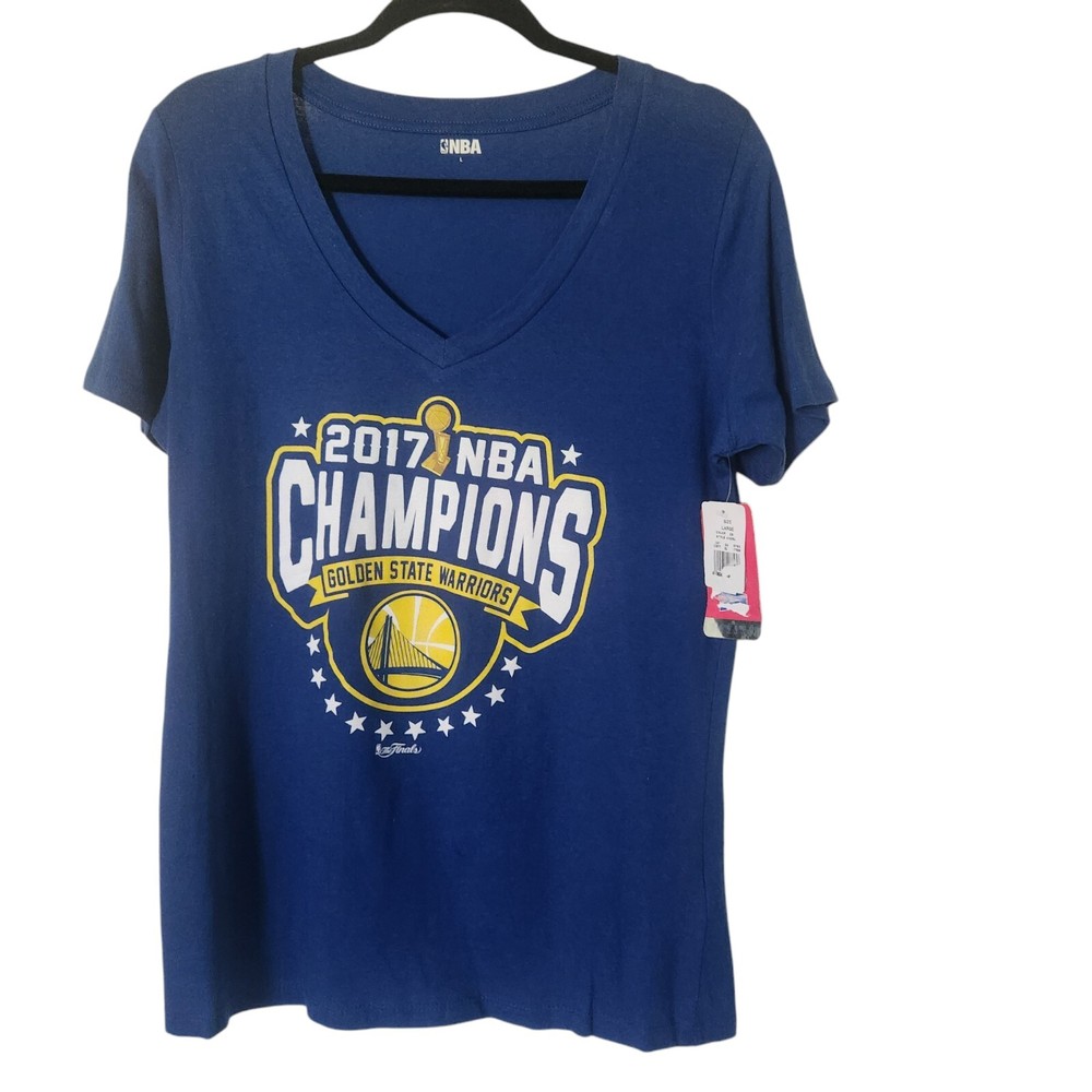 NBA Womens V-Neck Short Sleeve Golden State Warriors 2017 Champion Top Large