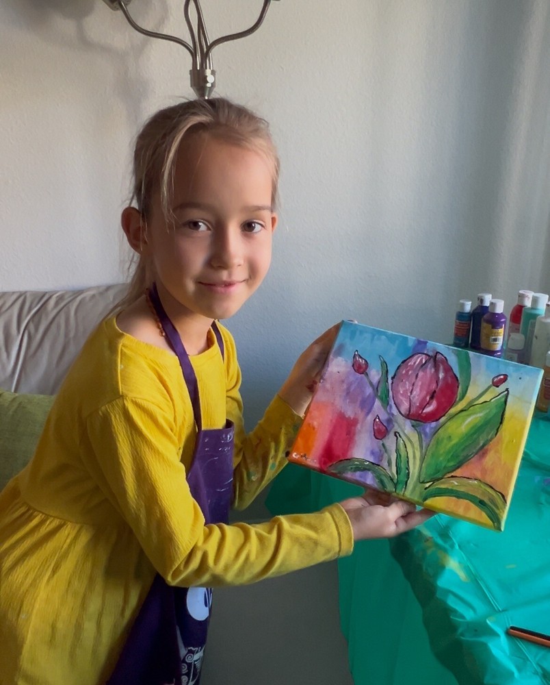 Flower Painting Landscape Original Canvas Artwork Acrylic Multicolor 8x10