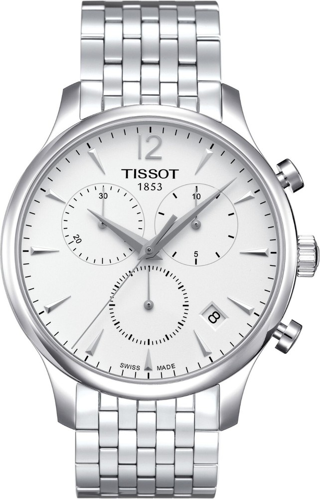TISSOT T-Classic Tradition Chronograph Mens Watch 42mm Silver Dial Stainless Steel T0636171103700