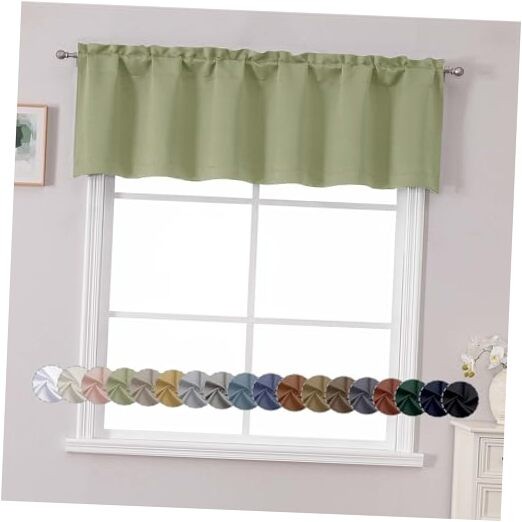 Blackout Kitchen Window Valance 60x14 Inches Sage Green Single Pack