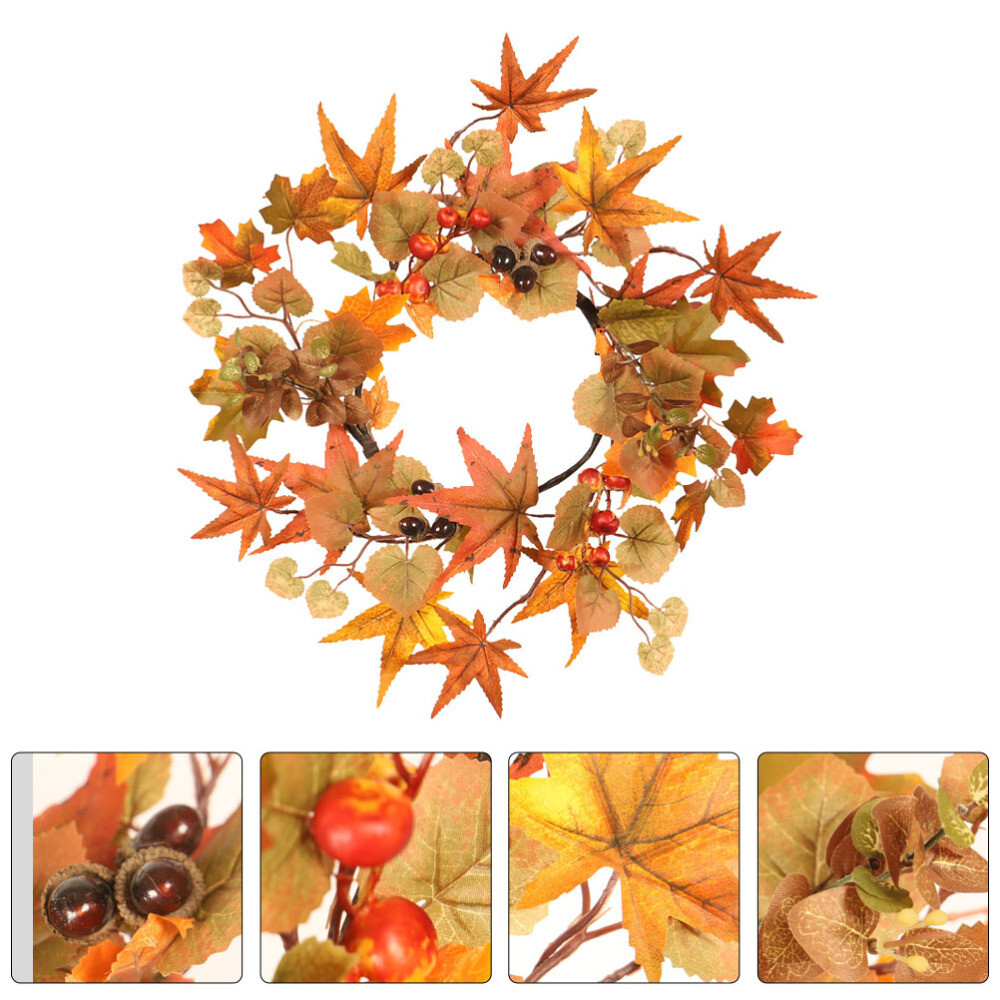 Garland Thanksgiving Decorations Simulated Maple Leaf Wreath Pendant