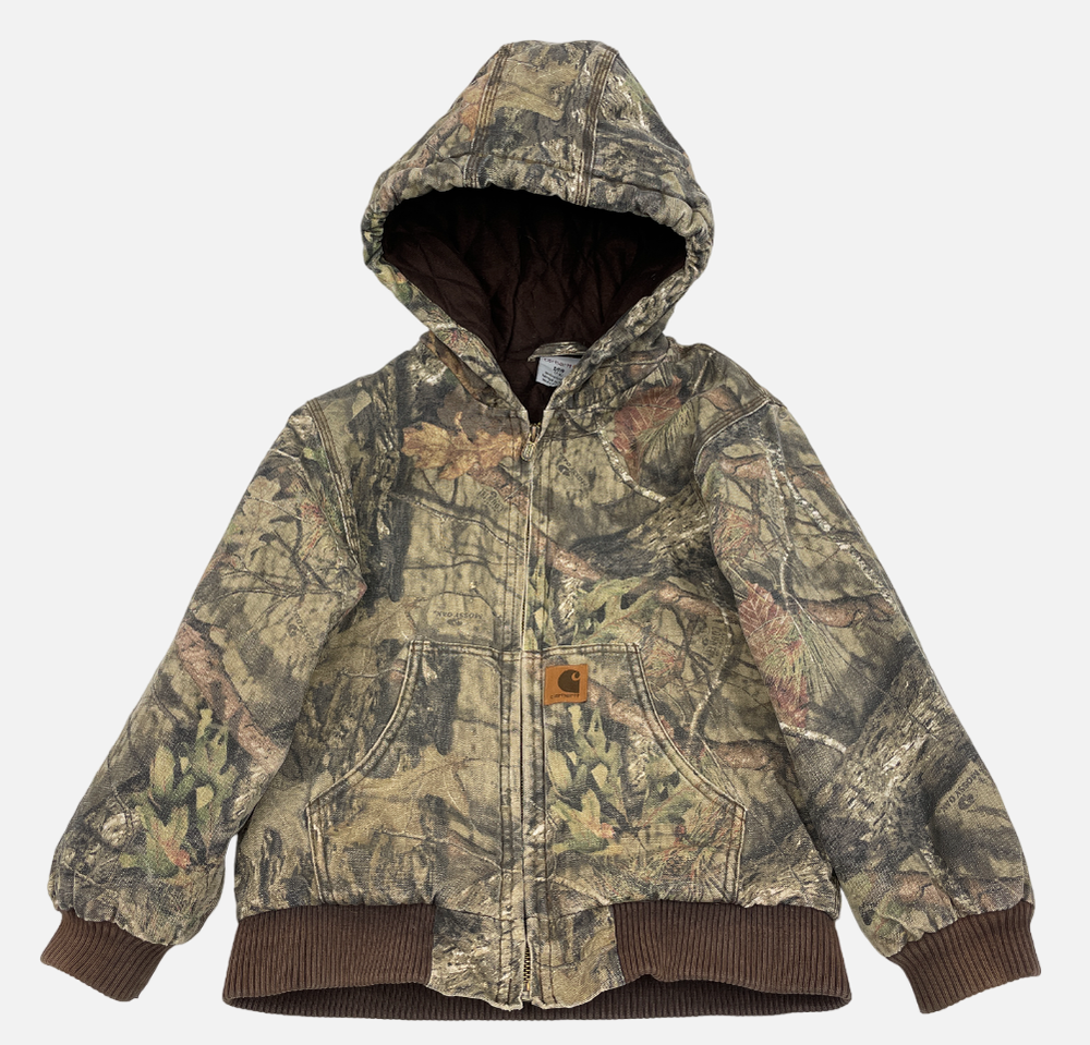 Carhartt Hooded Insulated Canvas Camo Mossy Oak Jacket Youth Boys S Small 7-8
