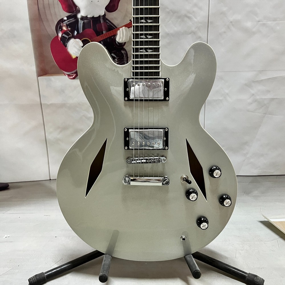 DG-335 Silver Semi Hollow Electric Guitar with HH Pickups 6-String US Stock