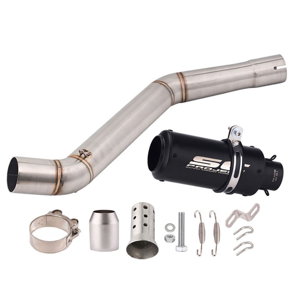 For CF-Moto 650MT 650NK 400NK Black Muffler Slip-on Exhaust Mid Pipe System