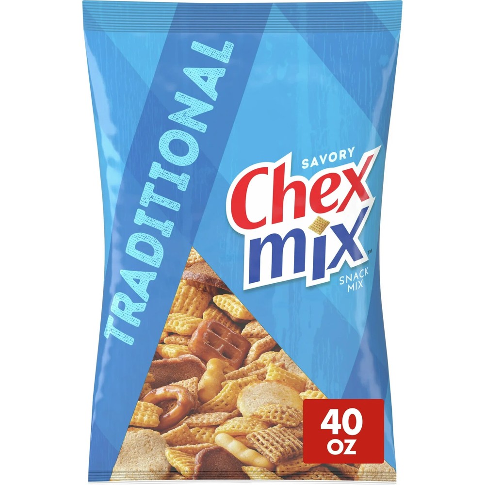Chex Mix Snack Mix, Traditional, Savory Snack Bag, 40 oz