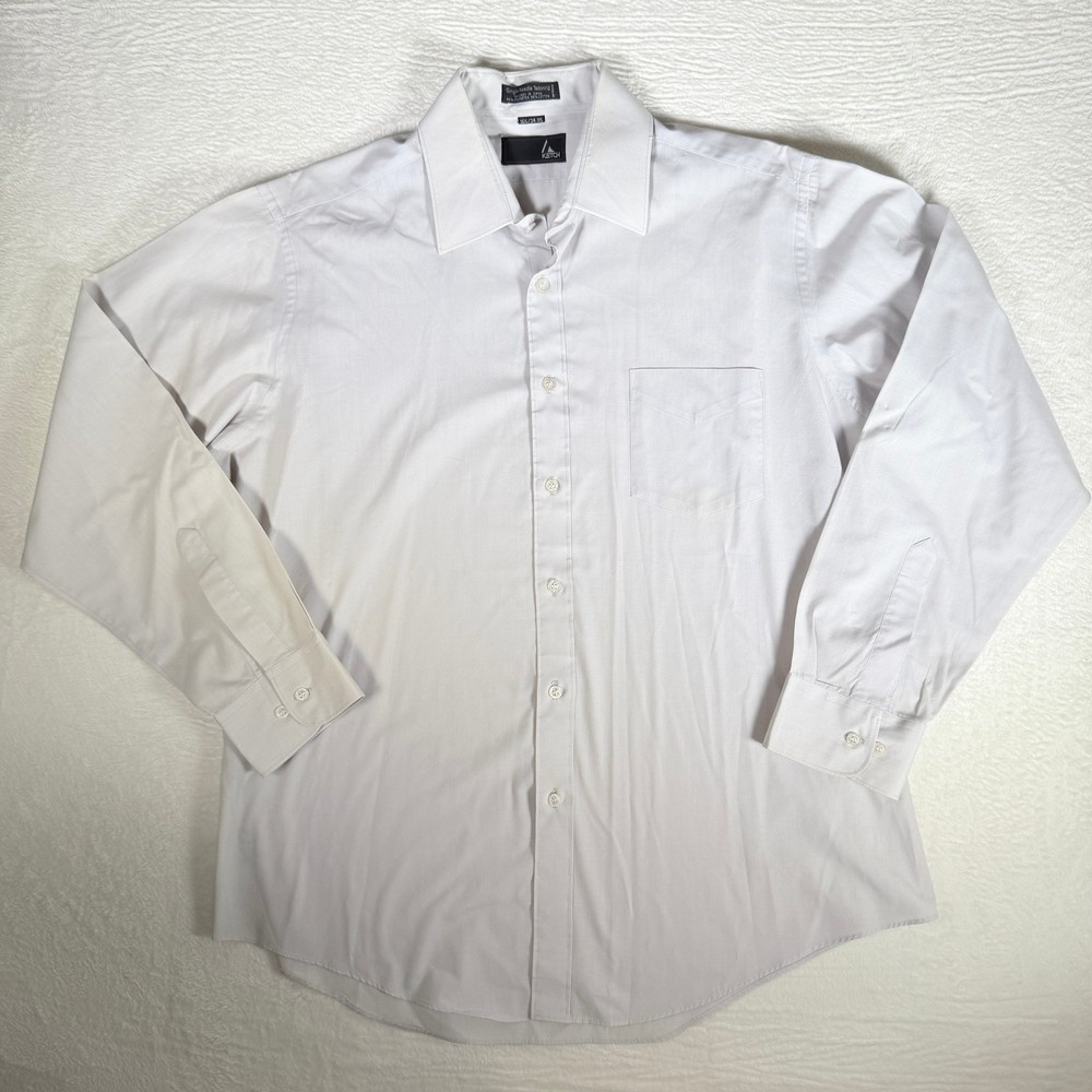 Ketch Men's Dress Shirt Solid Grey Long Sleeve Button Down Size 16.5 34-35
