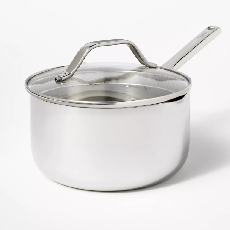 3qt Silver Stainless Steel Sauce Pan with Lid
