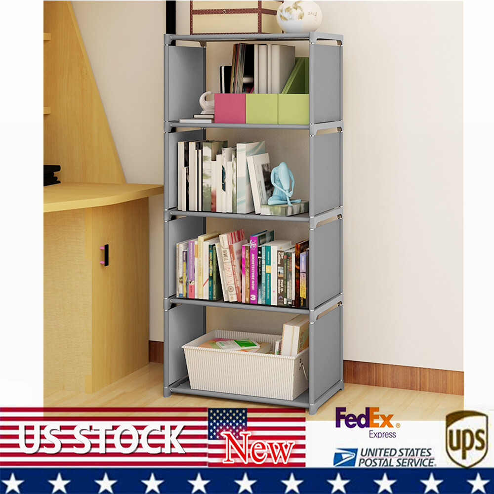 Bookcase Bookshelf Clothes Storage Shelves Shelving Cabinet Display Rack 4 Tier