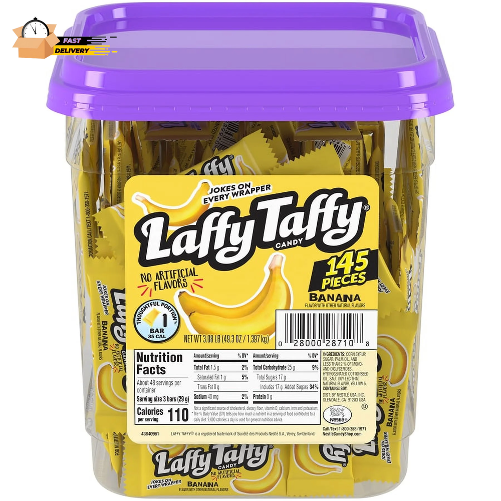 Banana Chewy Candy Bulk 145 Count Resealable Tub