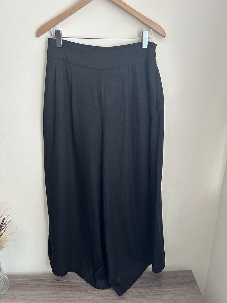 7 For All Mankind Women's Dress Pants Linen Wide Leg  - Black- Medium NWT