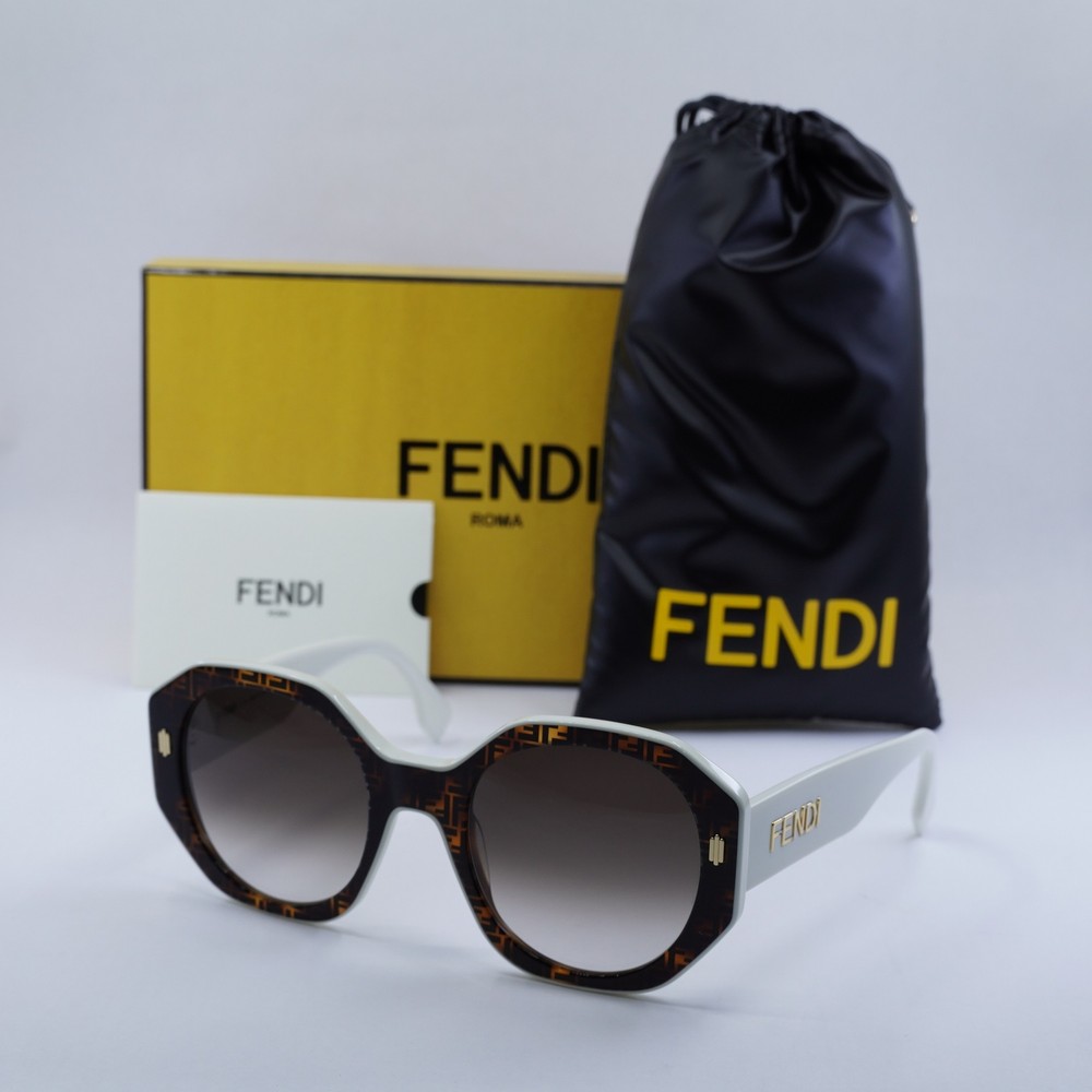 Fendi FE40055I 55F Maze Havana White Brown Gradient Sunglasses 54-23-145
