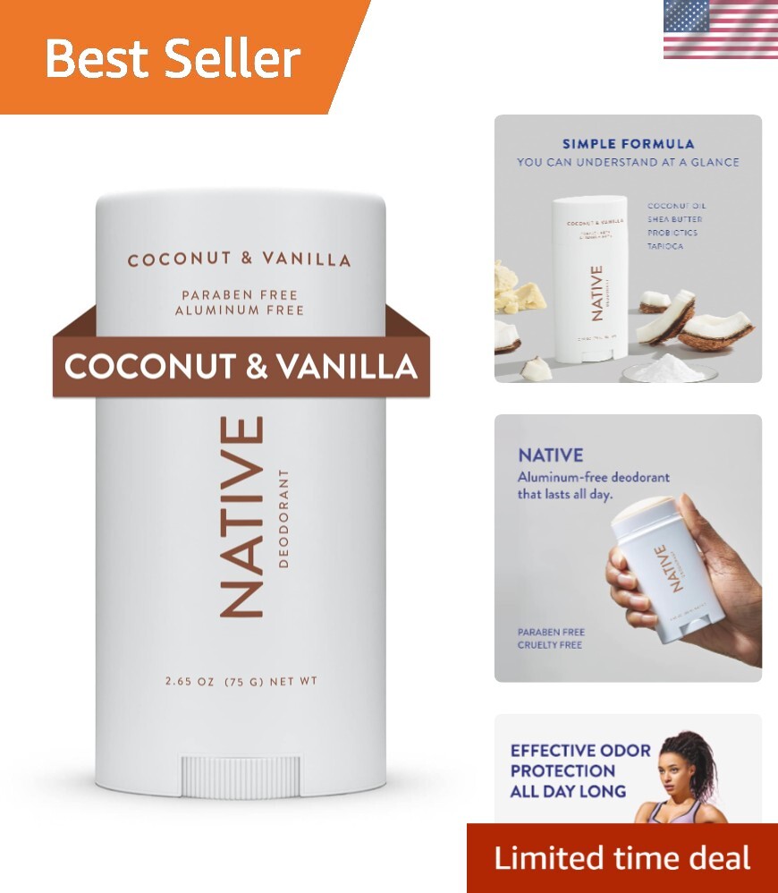 Natural Coconut & Vanilla Deodorant Stick - Gentle, Effective, and All-Natural