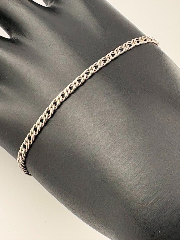 Milor Italy 925 Sterling Silver 3Mm Double Curb Chain Bracelet 7