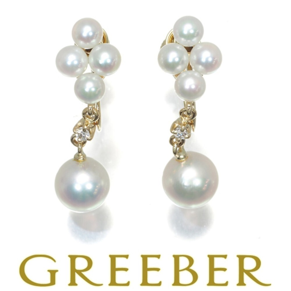 MIKIMOTO Akoya Pearl 6.8-3.7mm Diamond Earrings 18K YG 750 90225852