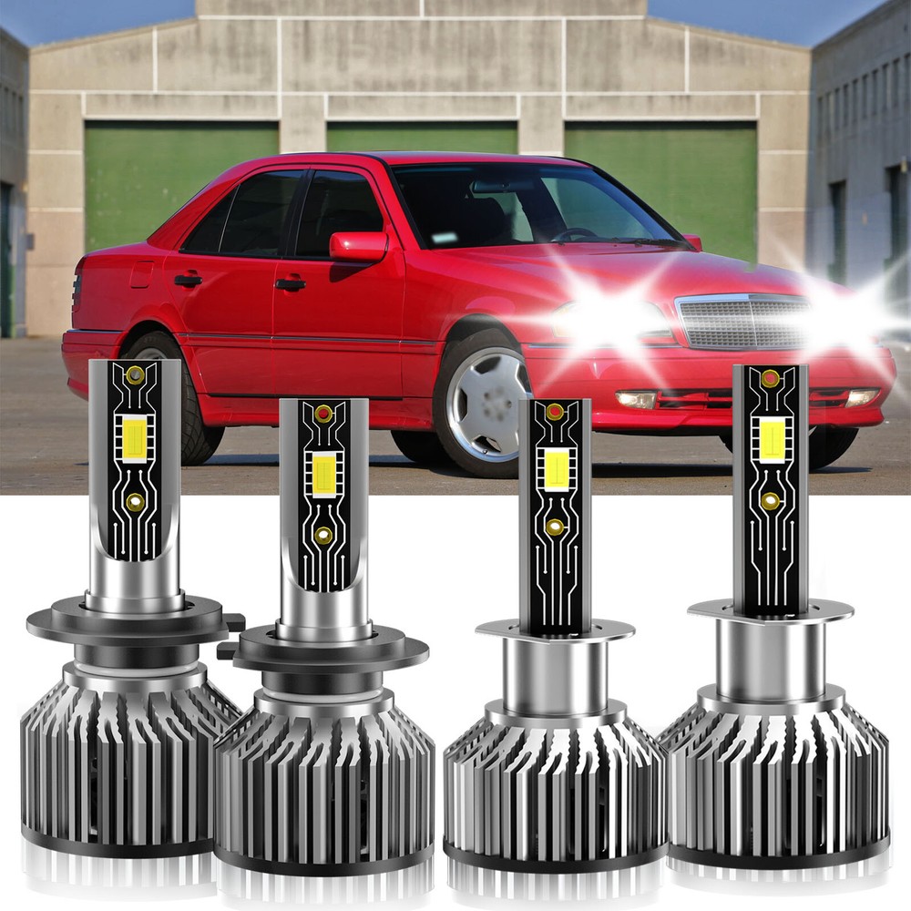 4X LED Headlight Bulbs High & Low Beam 6500K For Mercedes-Benz C36 AMG 1997-1997
