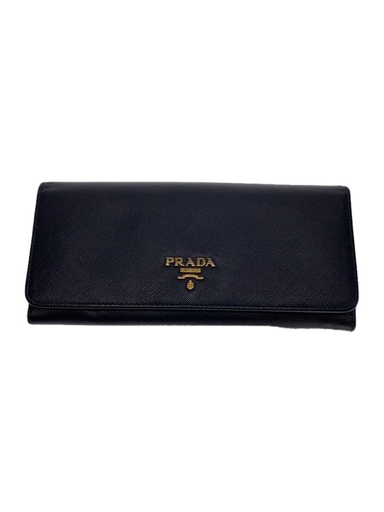 PRADA Black Leather Long Wallet for Women