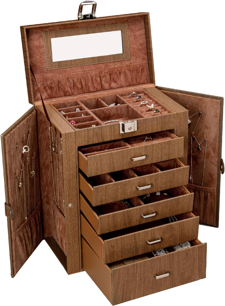 6 Tier Jewelry Box, Jewelry Case with 5 Drawers, Large Storage Capacity, with Mi