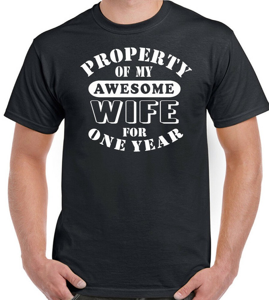 Wedding Anniversary 1st T-Shirt Mens My Awesome Wife Funny Gift 1 Year Husband