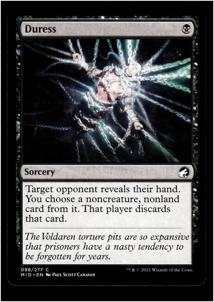 Duress MTG Black Card #098/277 Innistrad 2021 with Store Coupon-image