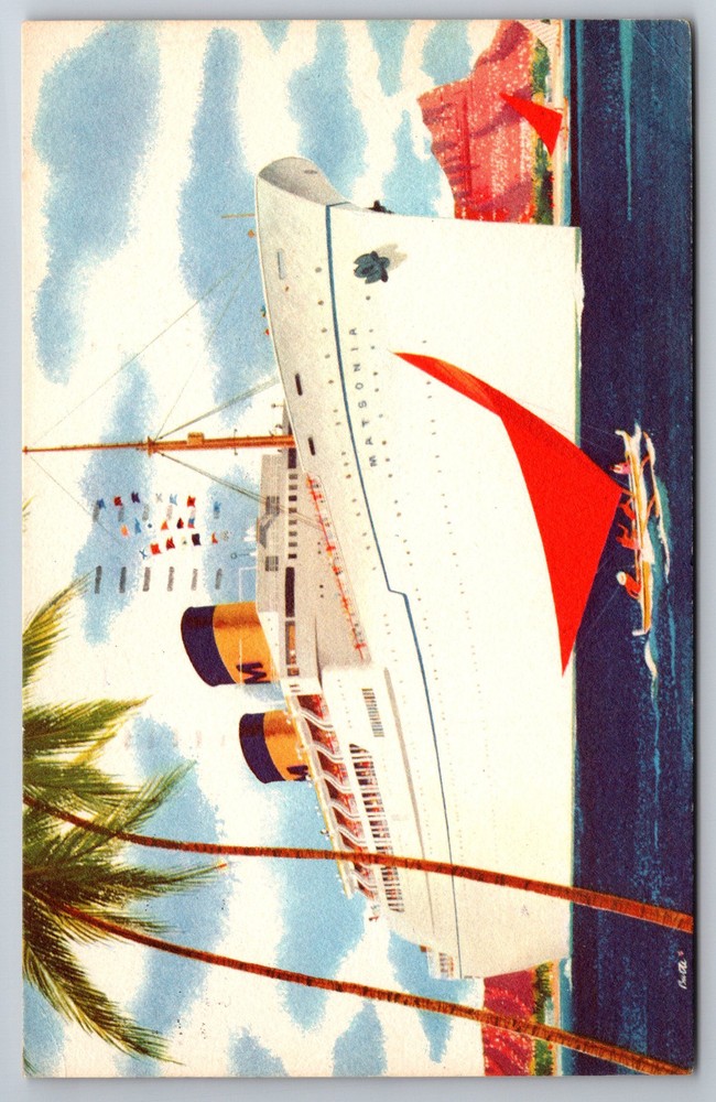 Luxury Matsonia Cruise Ship Honolulu Hawaii Postcard Z12 Matson Line