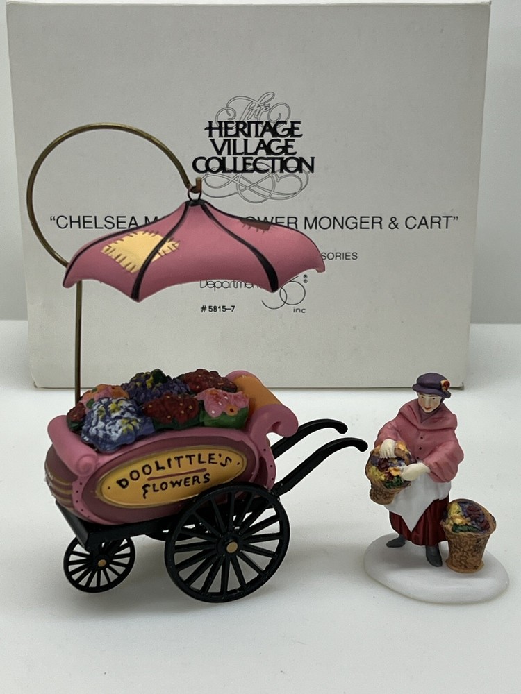 Dept 56 Chelsea Market Flower Monger Cart Heritage Village Collection Set Of Two