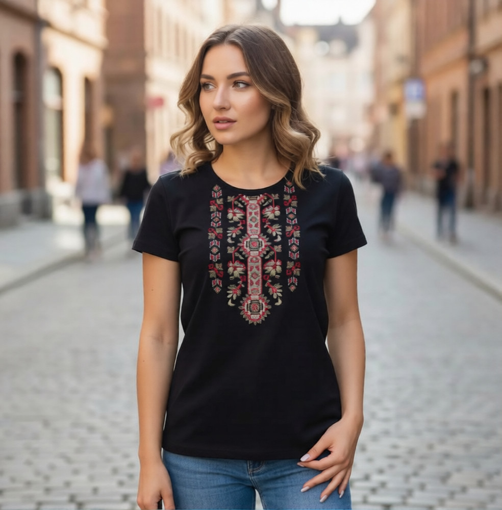 Vyshyvanka  Woman T-shirt With Ukrainian Embroidered National Ornament