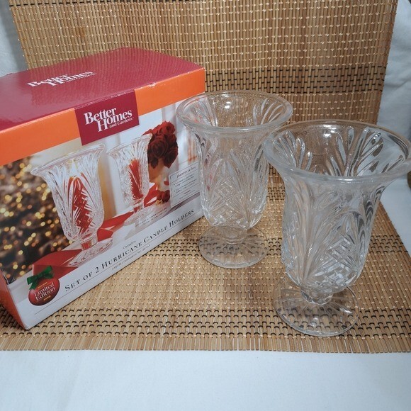 Better Homes and Gardens 2-Piece Crystalline Hurricane Candle Holder Set