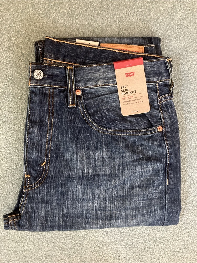 NWT Men’s Levi's 527 Boot Cut 100% Cotton Dark Blue/Andi Jeans Size 34”x32”