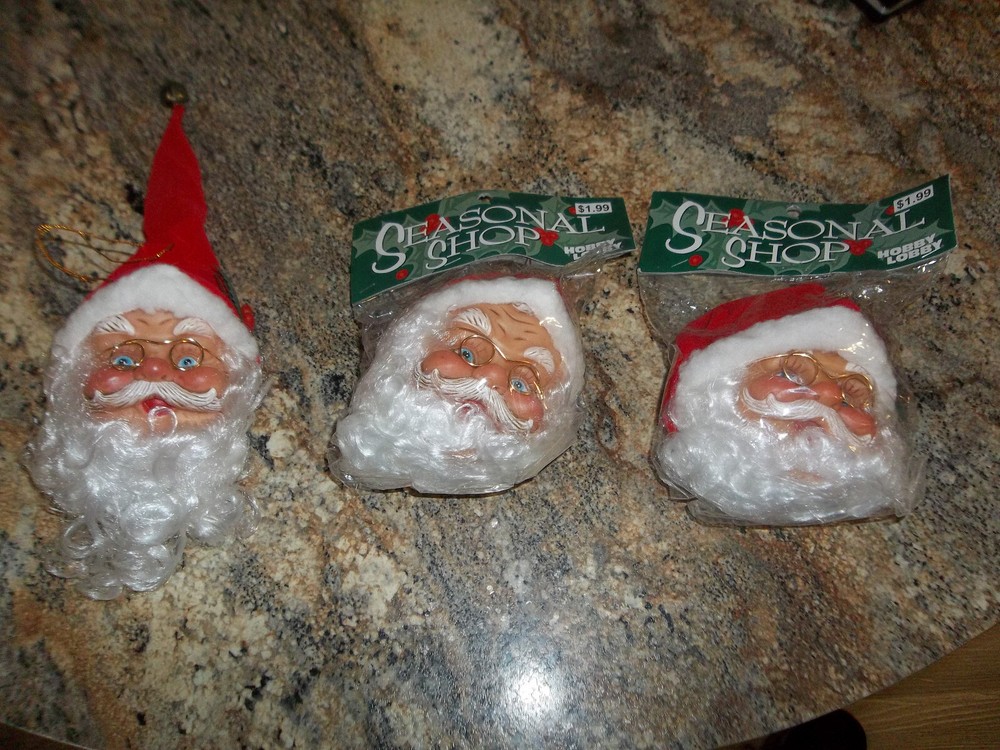 Seasonal Shop Santa Head Christmas Ornaments / Doll Making Hobby Lobby  Lot of 3-image