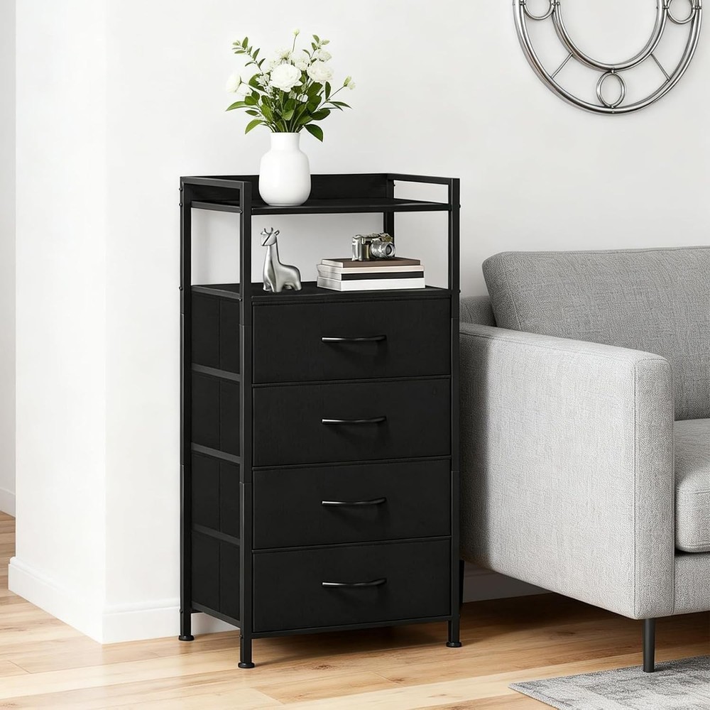 Chest of Drawers with 4 Drawer Storage Adjustable Feet for Living Room Bedroom