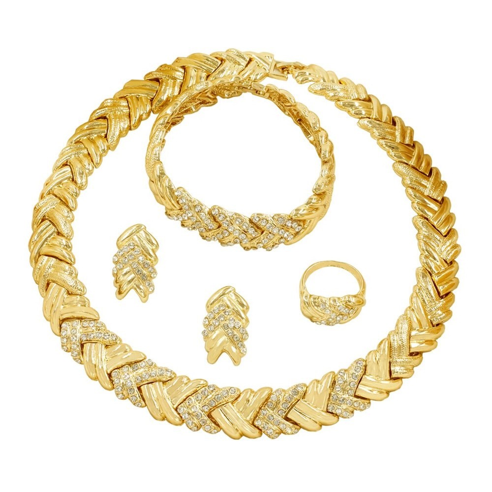 Fashion Crystal Jewelry Set 18 K Gold Plated Jewelry Weddings Dubai Gold Neck...
